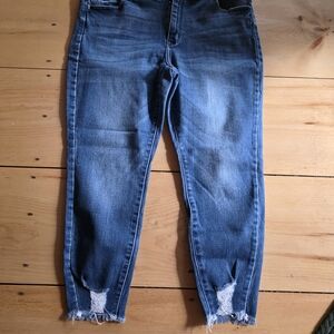 Maurices Women's Dark Blue Distressed Skinny Jeans